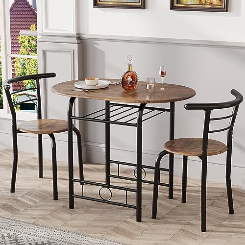 3-Piece Wooden Round Table & Chair Set W422
