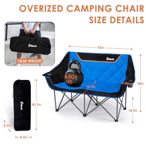 Oversized 2 Person Folding Camping Chair with Padded Seats C85627