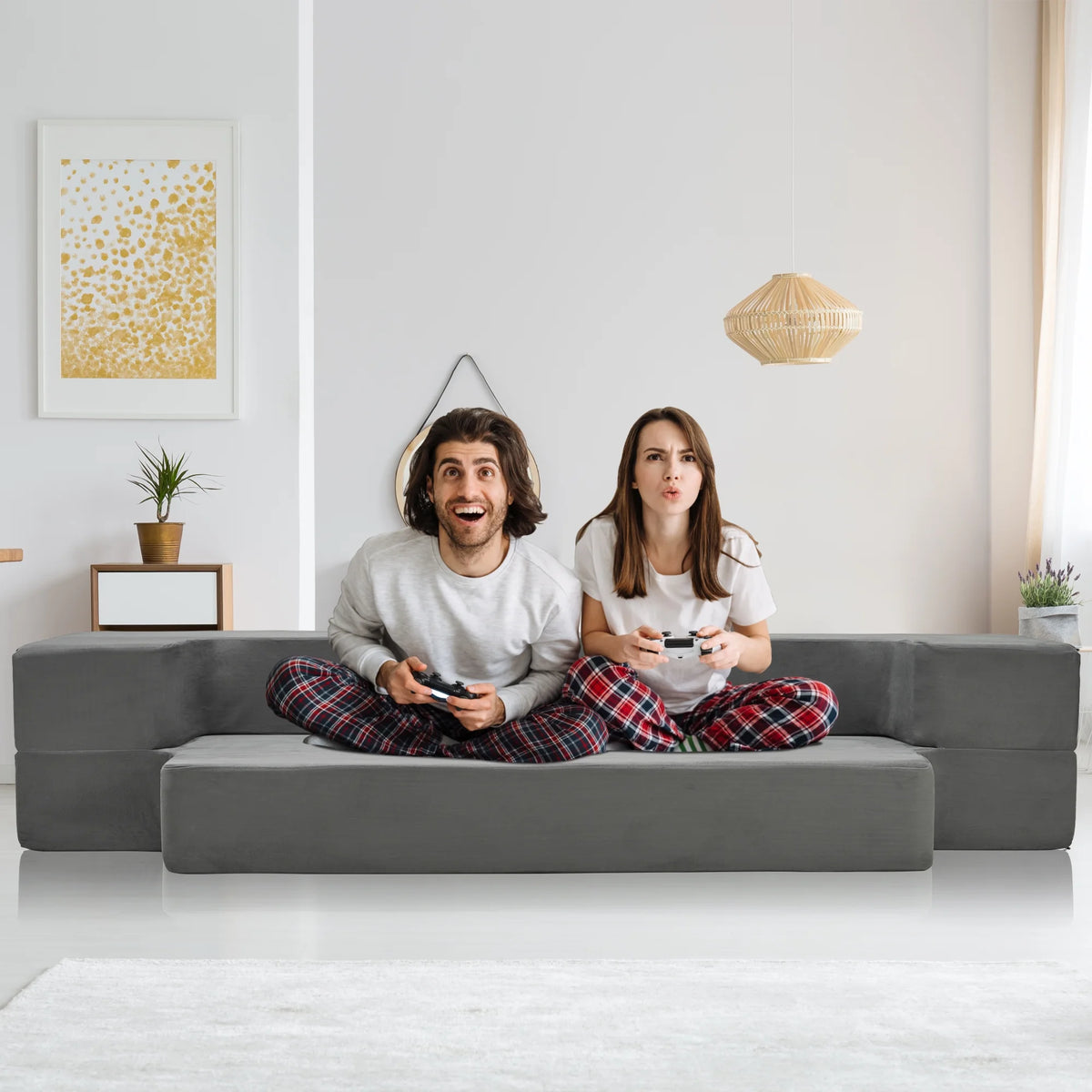 8 Inch Memory Foam Folding Sofa Bed Couch Dark Grey Queen L919