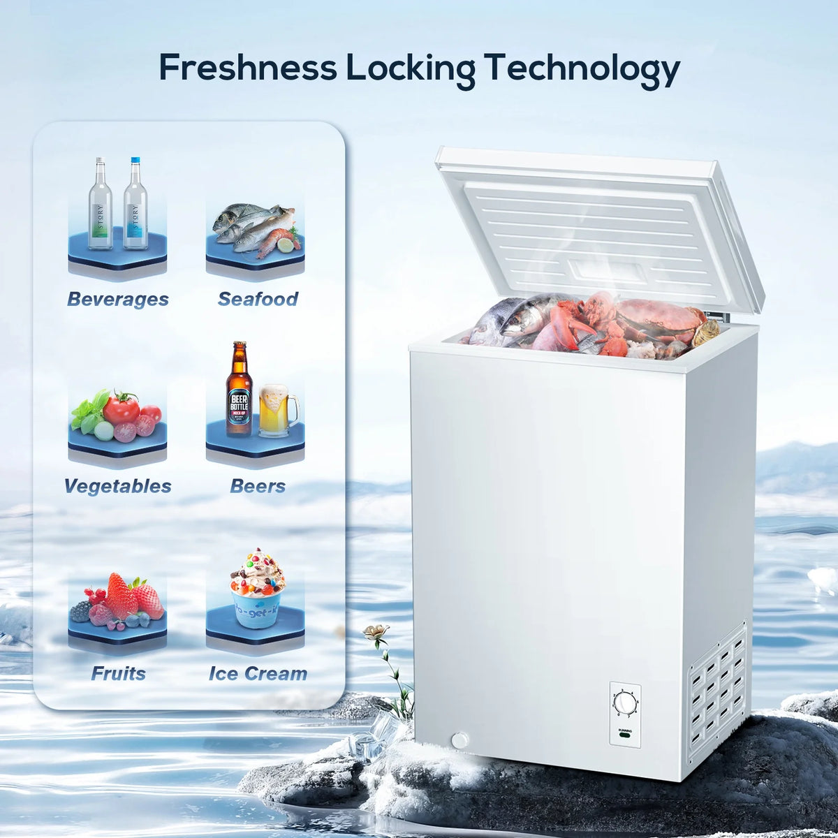 2.7 Cubic Feet Black Chest Freezer V4700