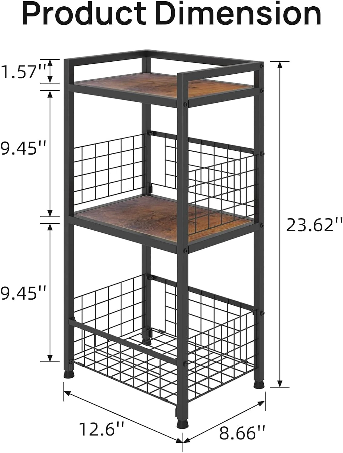 3 Tier Side Table with Open Shelf V169287