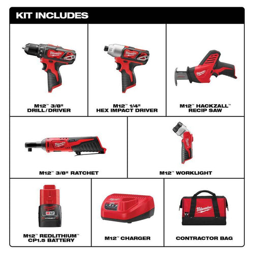 12V Lithium-Ion Cordless Combo Kit (5-Tool) with Rotary Tool L612