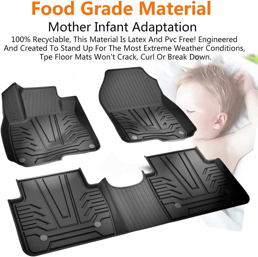 Black TPE All-Weather Car Floor Mats 3 Pieces F31733