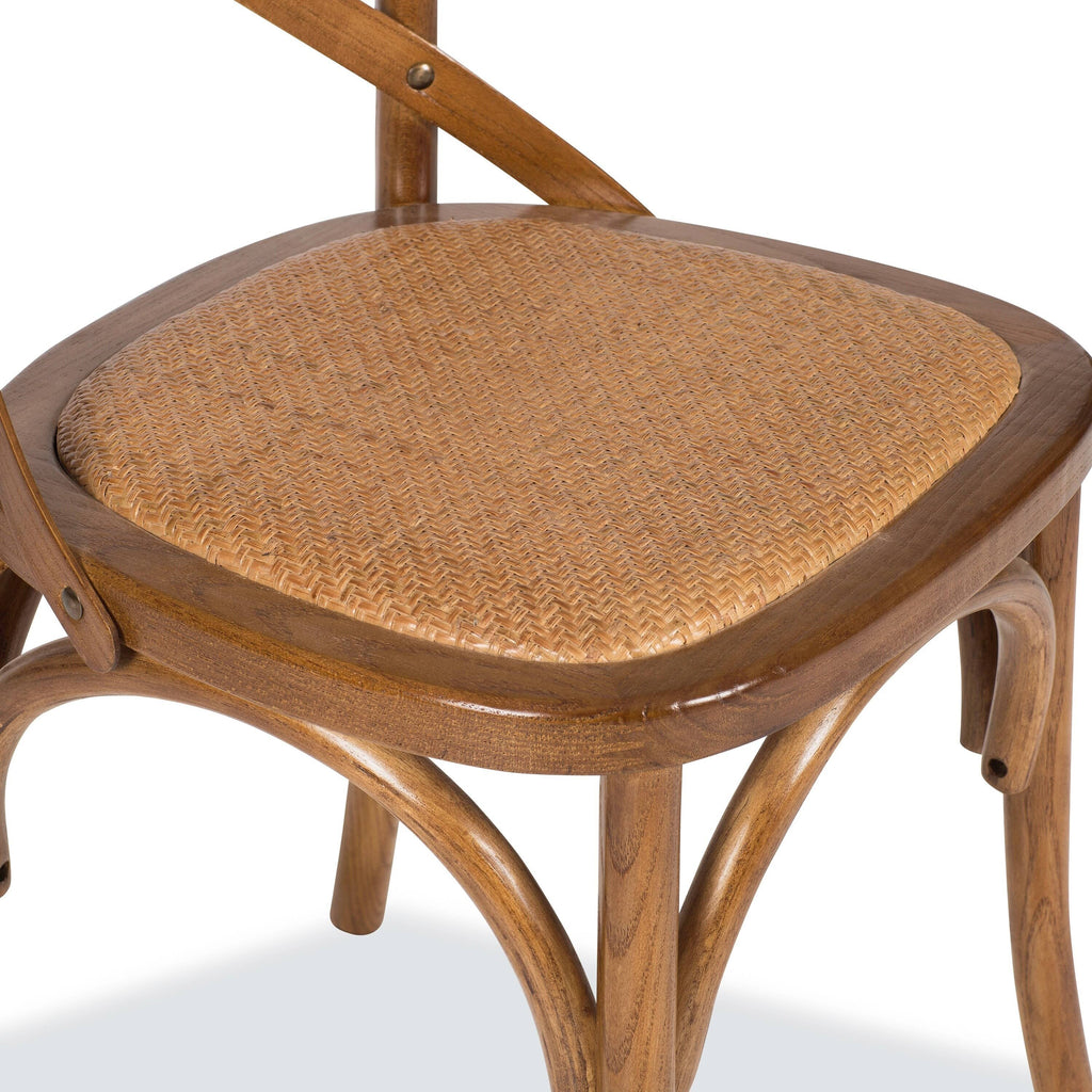 Wood Rattan Crossback Chair Set of 2 P50360