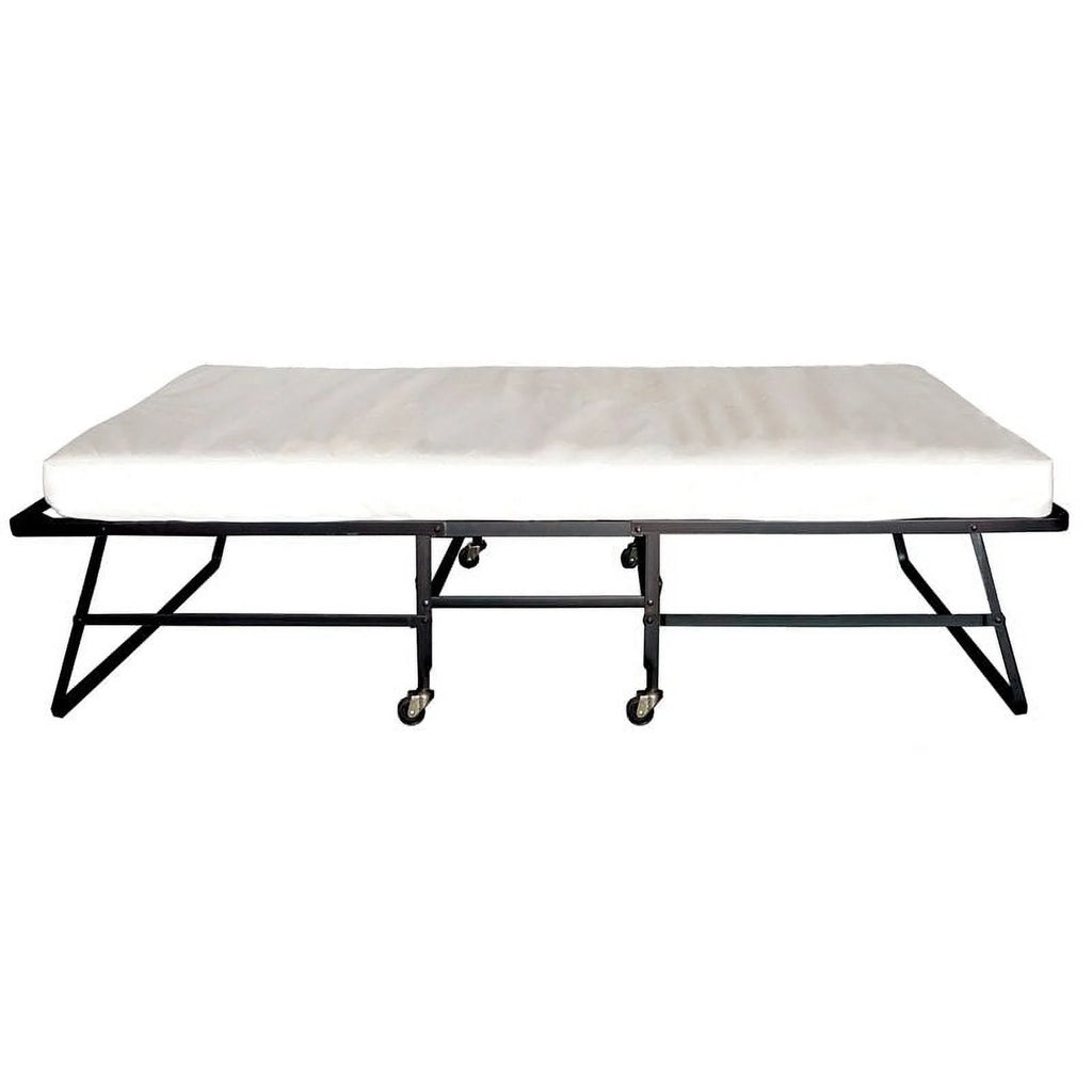 Black Metal Rollaway Bed Frame with Mattress N417