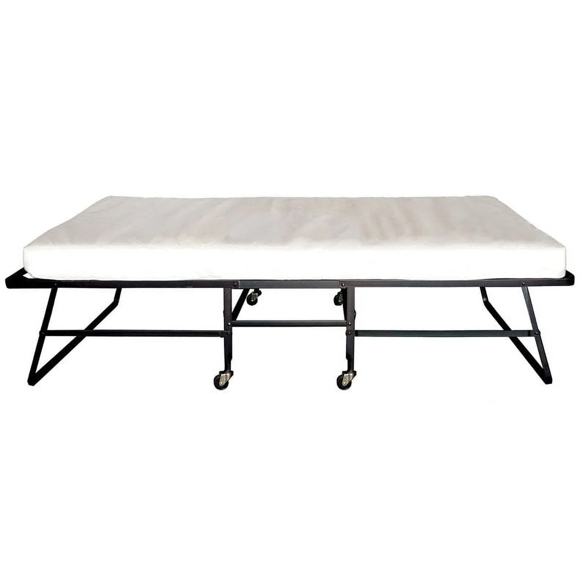 Black Metal Rollaway Bed Frame with Mattress N417