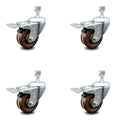 3 inch High Temp Phenolic Swivel Stem Caster Set with Total Lock Brake B404204