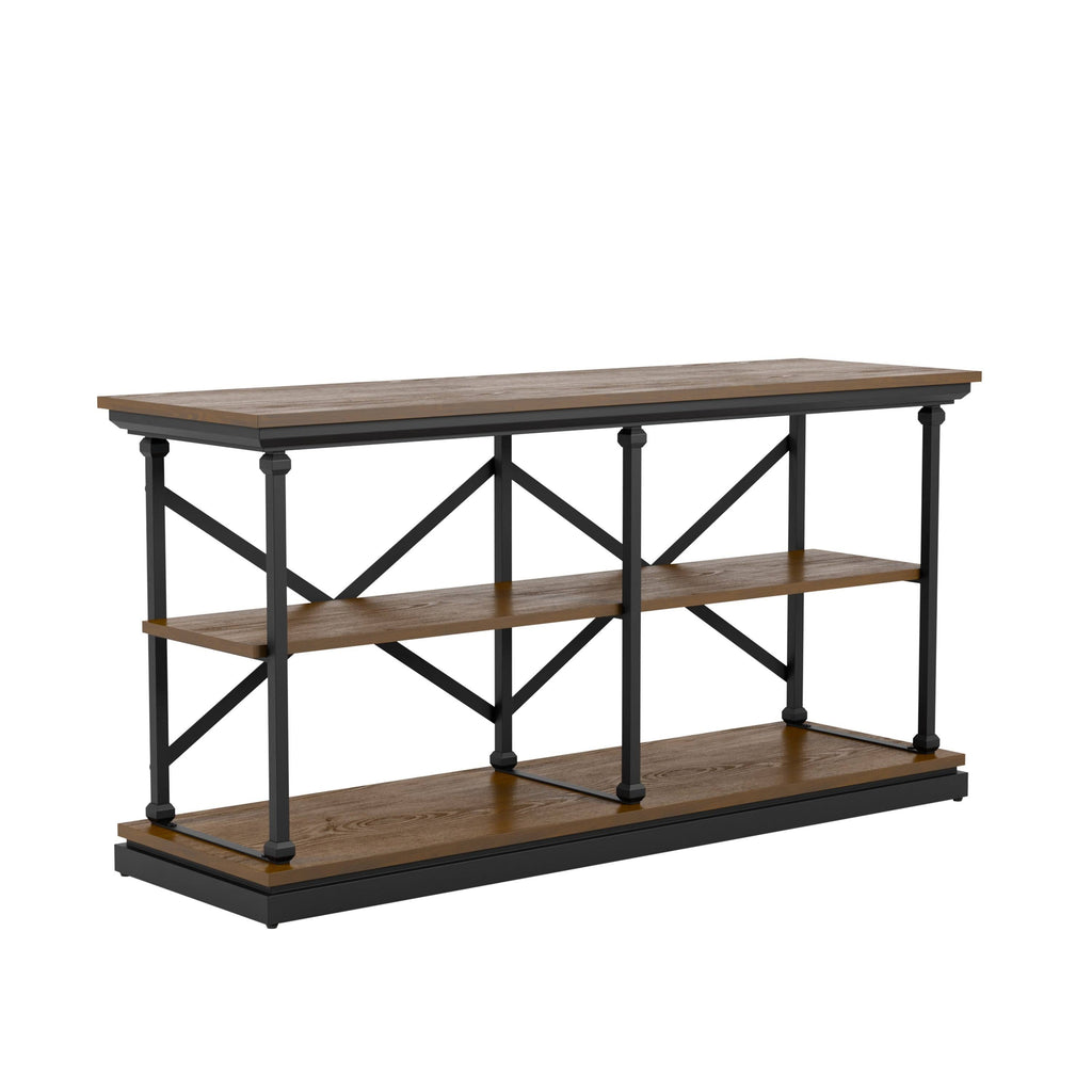 Dark Oak Black Console Table B13255