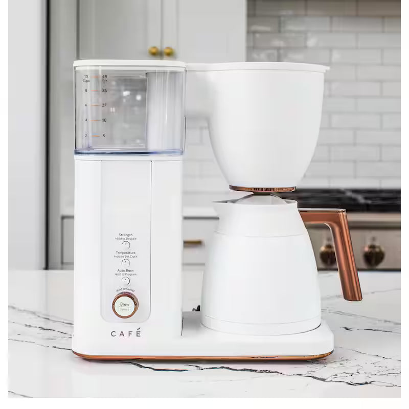 10 Cup Matte White Drip Coffee Maker with Thermal Carafe N201504