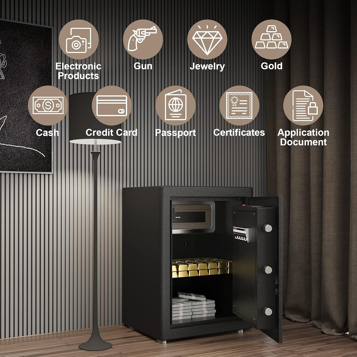2.05 Cubic Feet Black Security Safe with LCD Digital Screen R400565