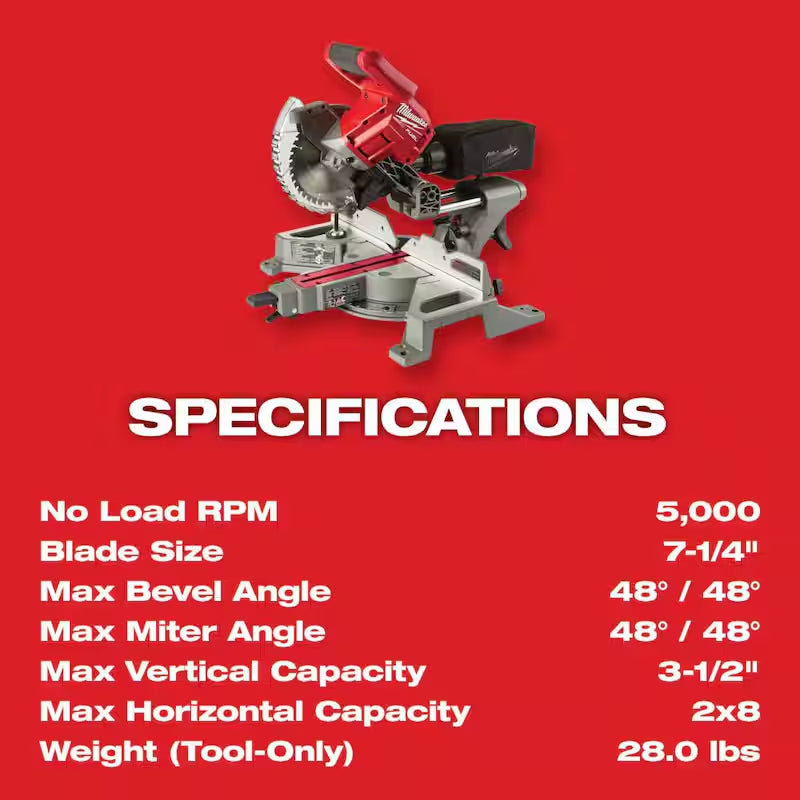 18V Cordless 7-1/4 in. Dual Bevel Sliding Compound Miter Saw Kit C837
