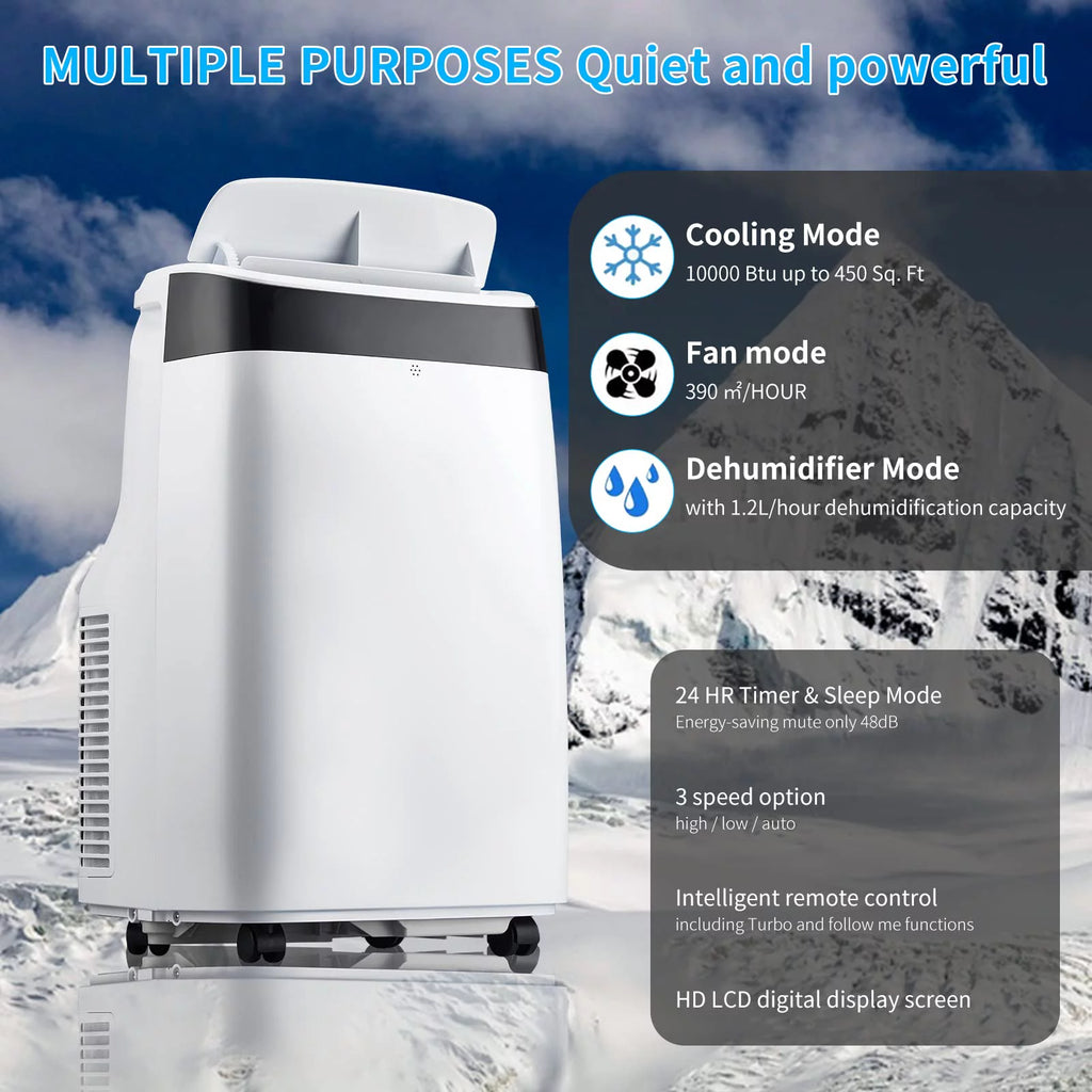 Portable Air Conditioners Fan, 10,000 BTU, with Dehumidifier, Remote Control & Window Kit Q86248
