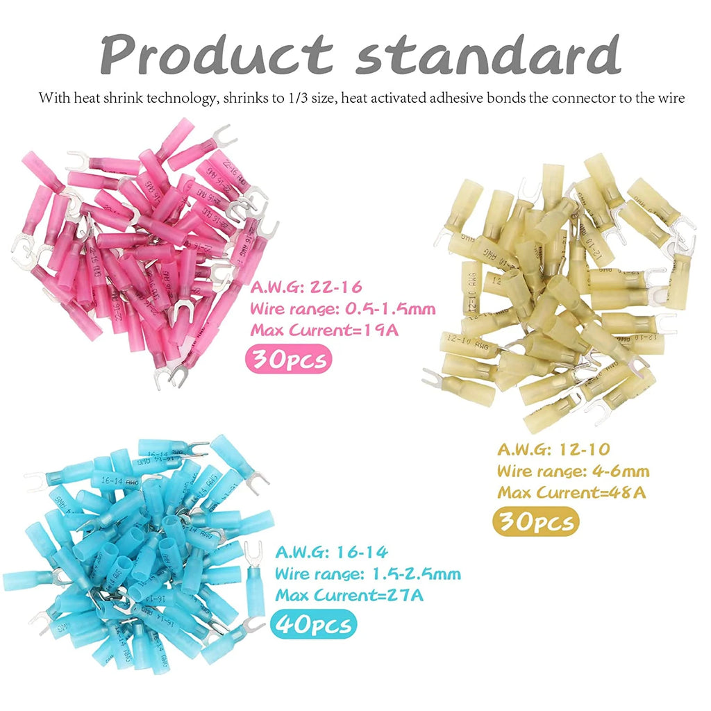 100 PCS Insulated Heat Shrink Fork Terminals T666338