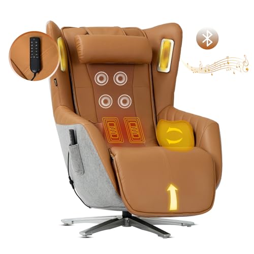 Zero-Gravity Massage Chair 360° Swivel Heat White C914
