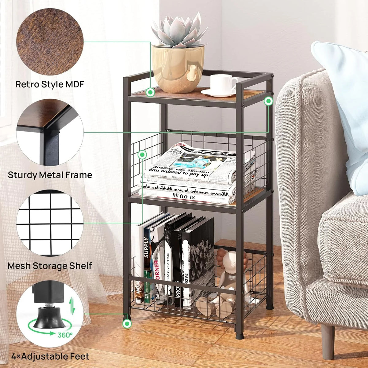 3 Tier Side Table with Open Shelf V169287