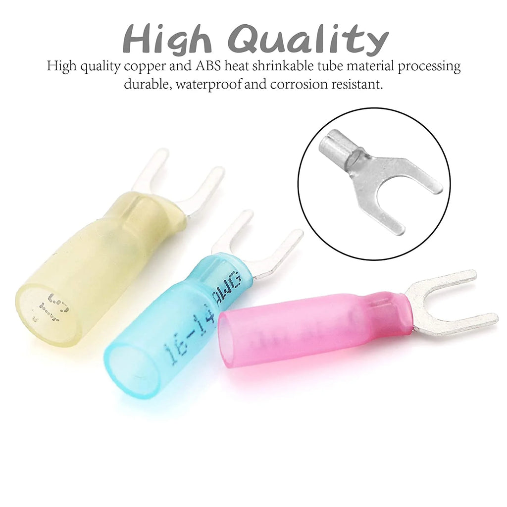 100 PCS Insulated Heat Shrink Fork Terminals T666338