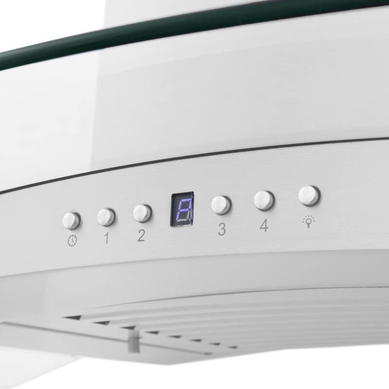 30 in. 400 CFM Convertible Wall Mount Range Hood in Stainless Steel with Curved Glass Q110986