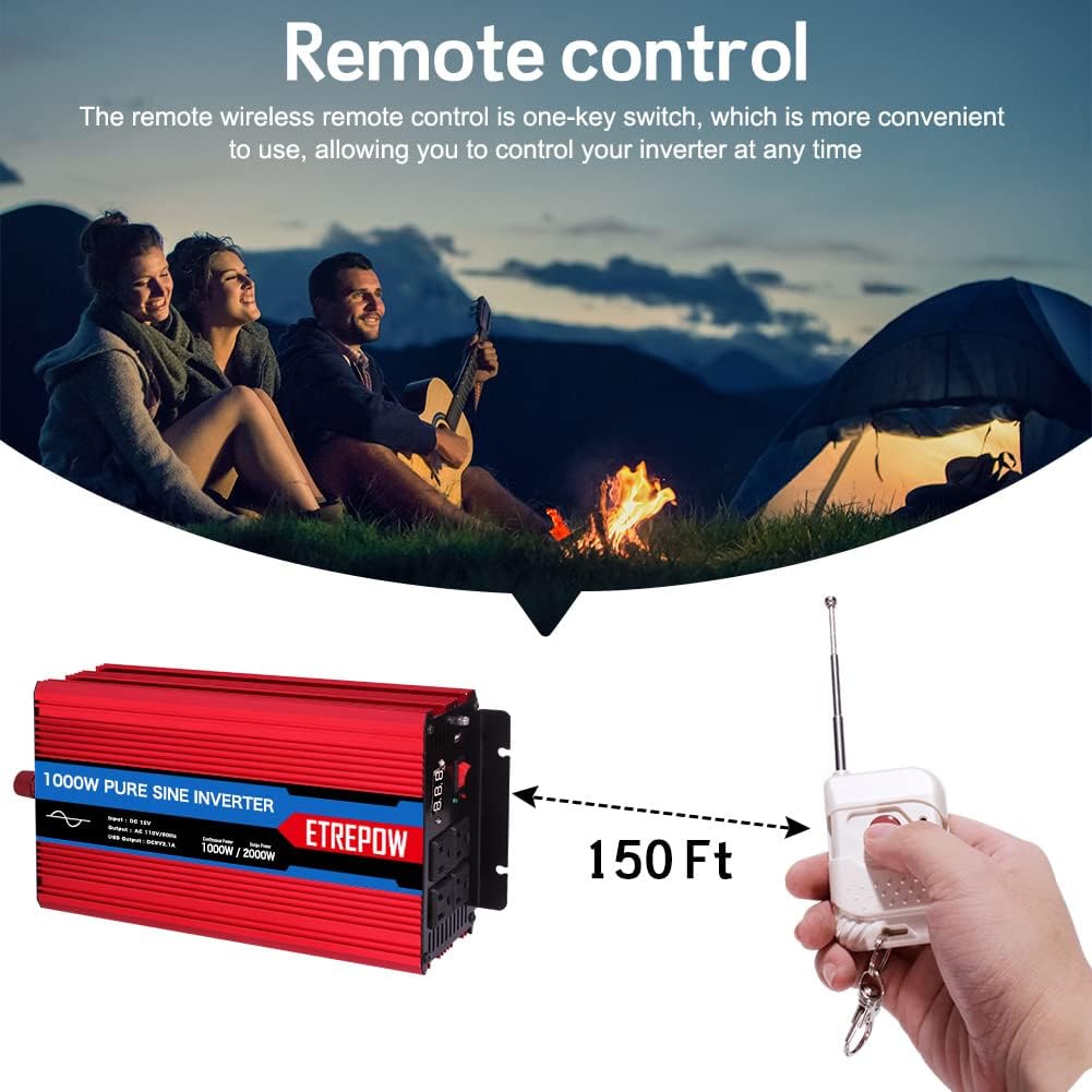1000 Watt Pure Sine Wave Power Inverter 12V DC to 110V AC H26270