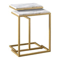 White Gold Set of 2 C-Shape Steel Nesting Tables J261
