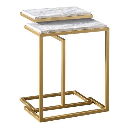 White Gold Set of 2 C-Shape Steel Nesting Tables J261