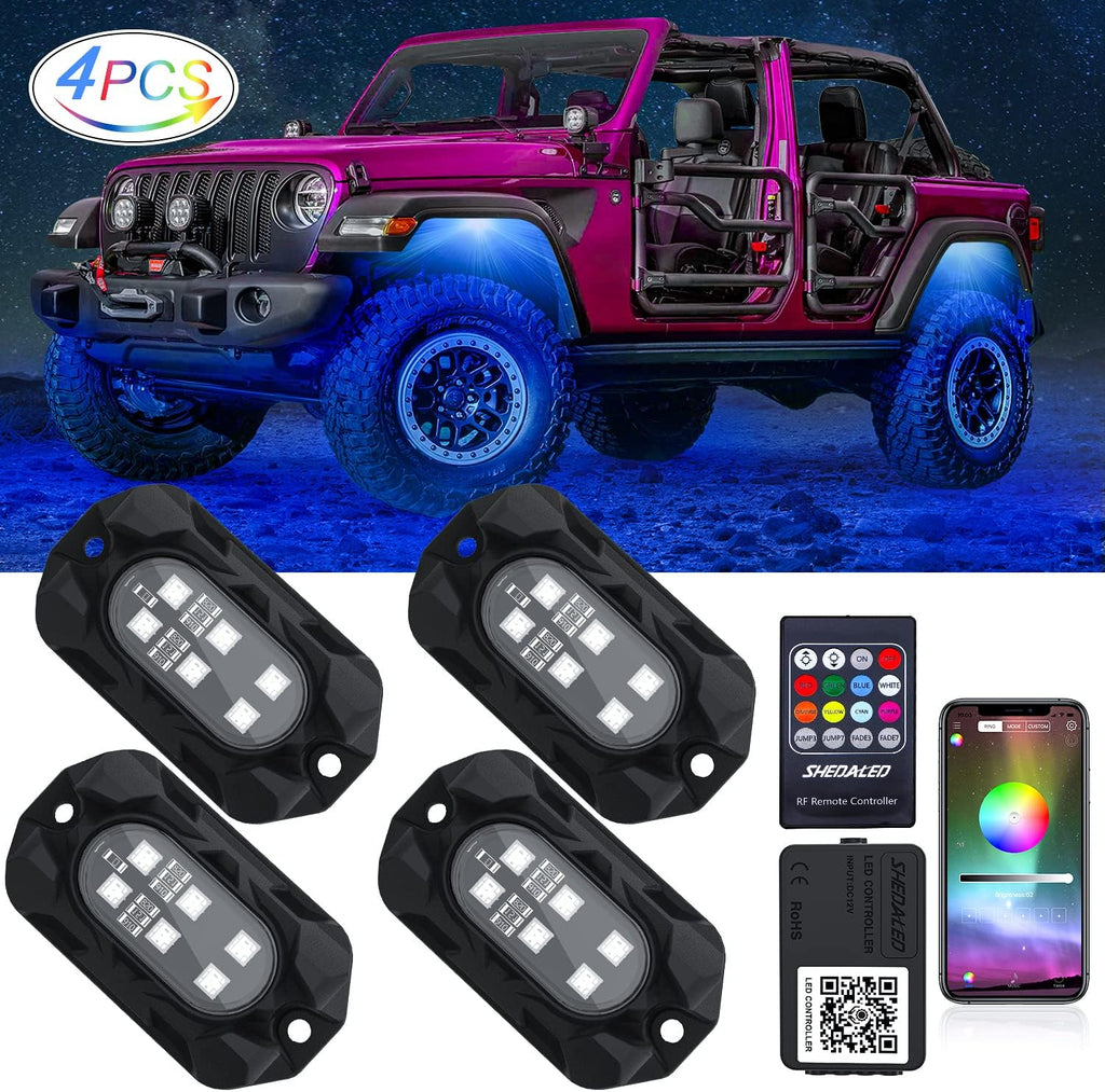 RGB Rock Lights Kit, 12 PCS Underglow Multicolor Neon Light G448674