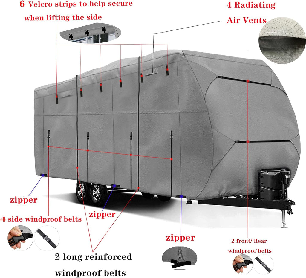 Waterproof Windproof 420D Polyester Oxford RV Cover Fits 16~18FT Q83882