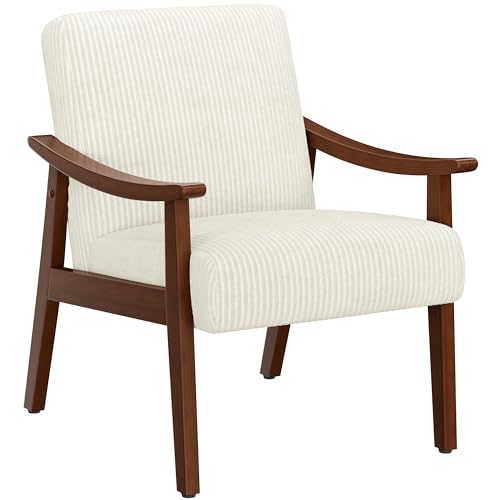 Brown PU Leather Accent Chair with Solid Wood Legs C531244