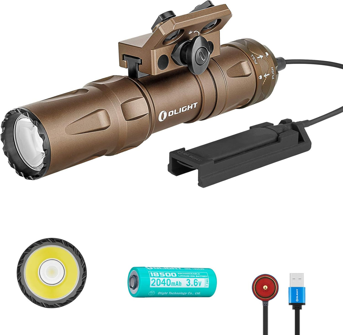 1250 Lumens Rechargeable Tactical Flashlight with Quick Release Mount O781