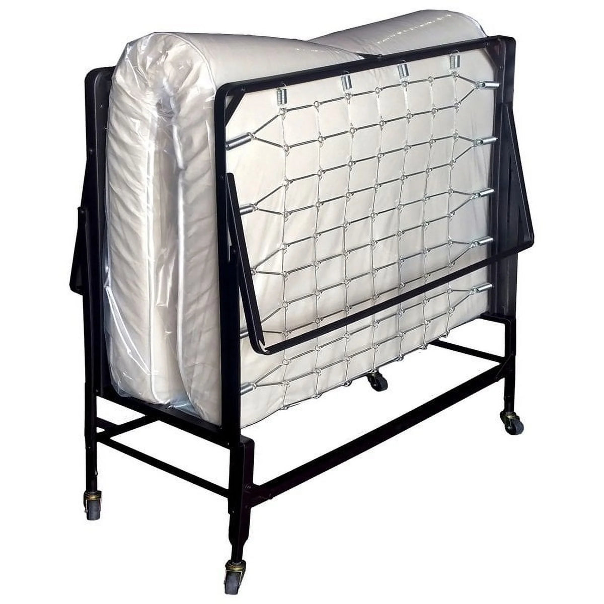 Black Metal Rollaway Bed Frame with Mattress N417