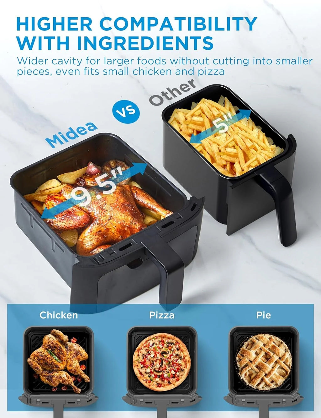 8 in 1 Dual Air Fryer 11 Quart with 2 Independent Baskets M44678