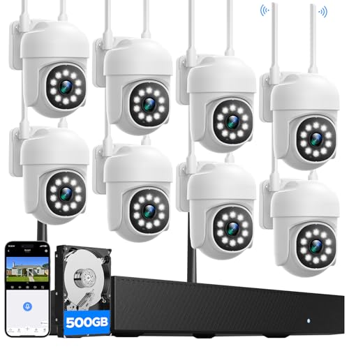 16CH 4K Wireless Security Camera System with 8 White PTZ Cameras Y387144