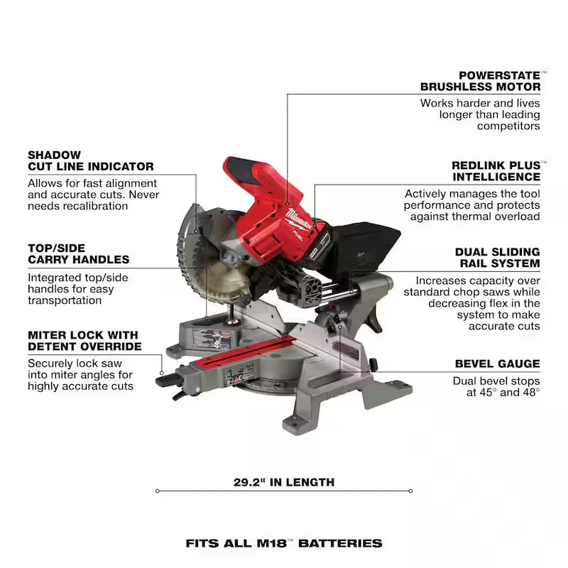 18V Cordless 7-1/4 in. Dual Bevel Sliding Compound Miter Saw Kit C837