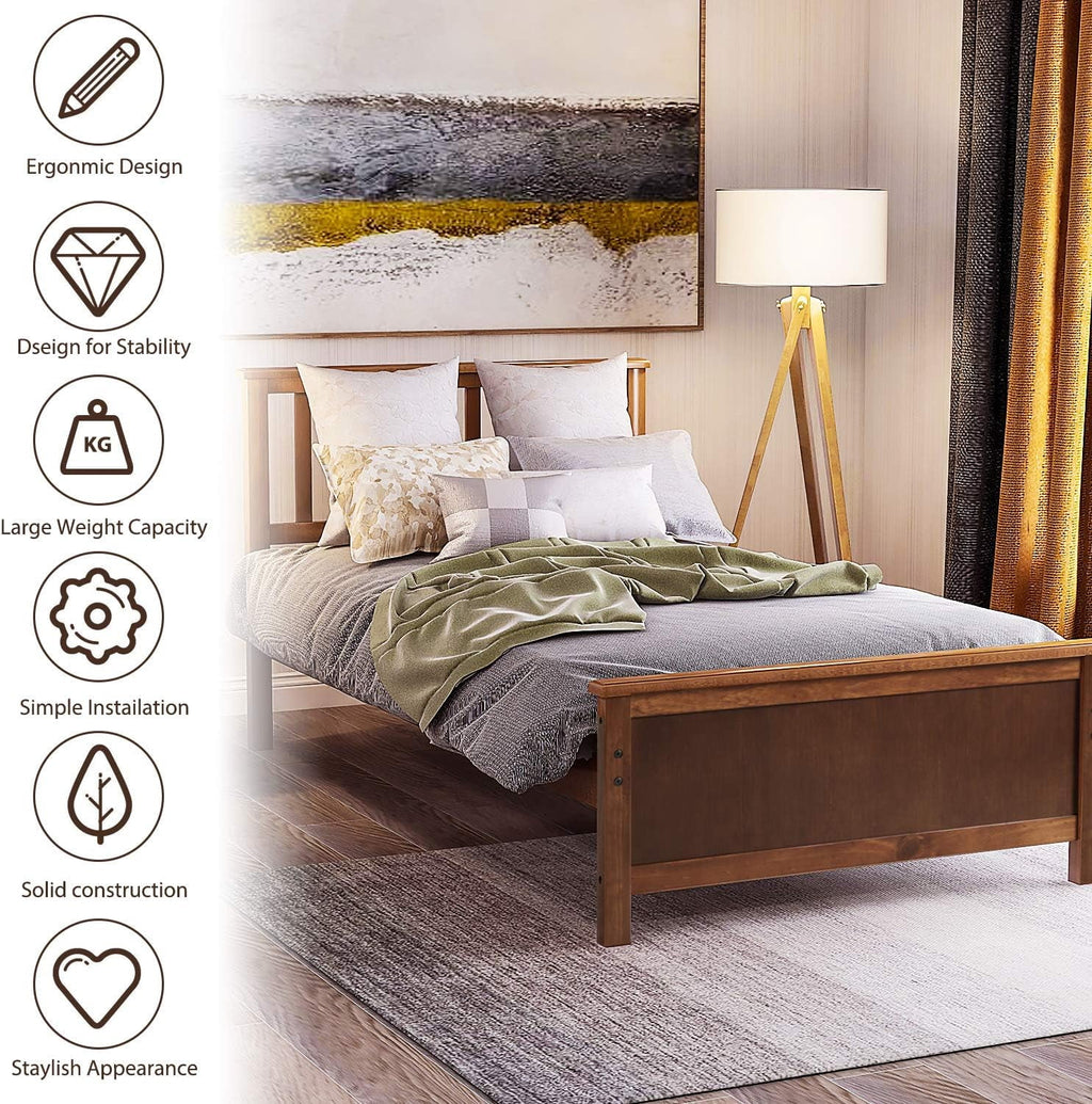 Wood Platform Bed Frame with Headboard and Footboard X14151