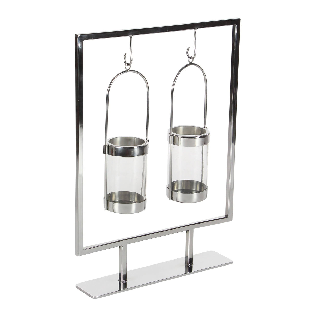 2-Glass Stainless Steel Candle Holder I5331