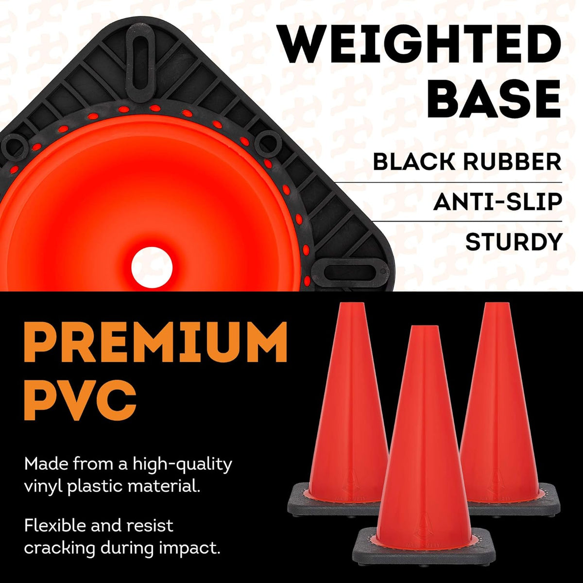 18 Inch Orange PVC Safety Cone Pack of 2 P947176