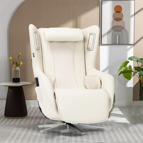 Zero-Gravity Massage Chair 360° Swivel Heat White C914