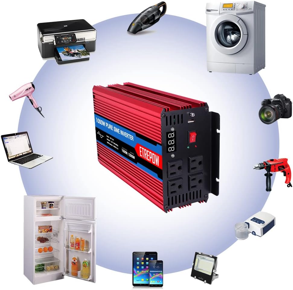 1000 Watt Pure Sine Wave Power Inverter 12V DC to 110V AC H26270