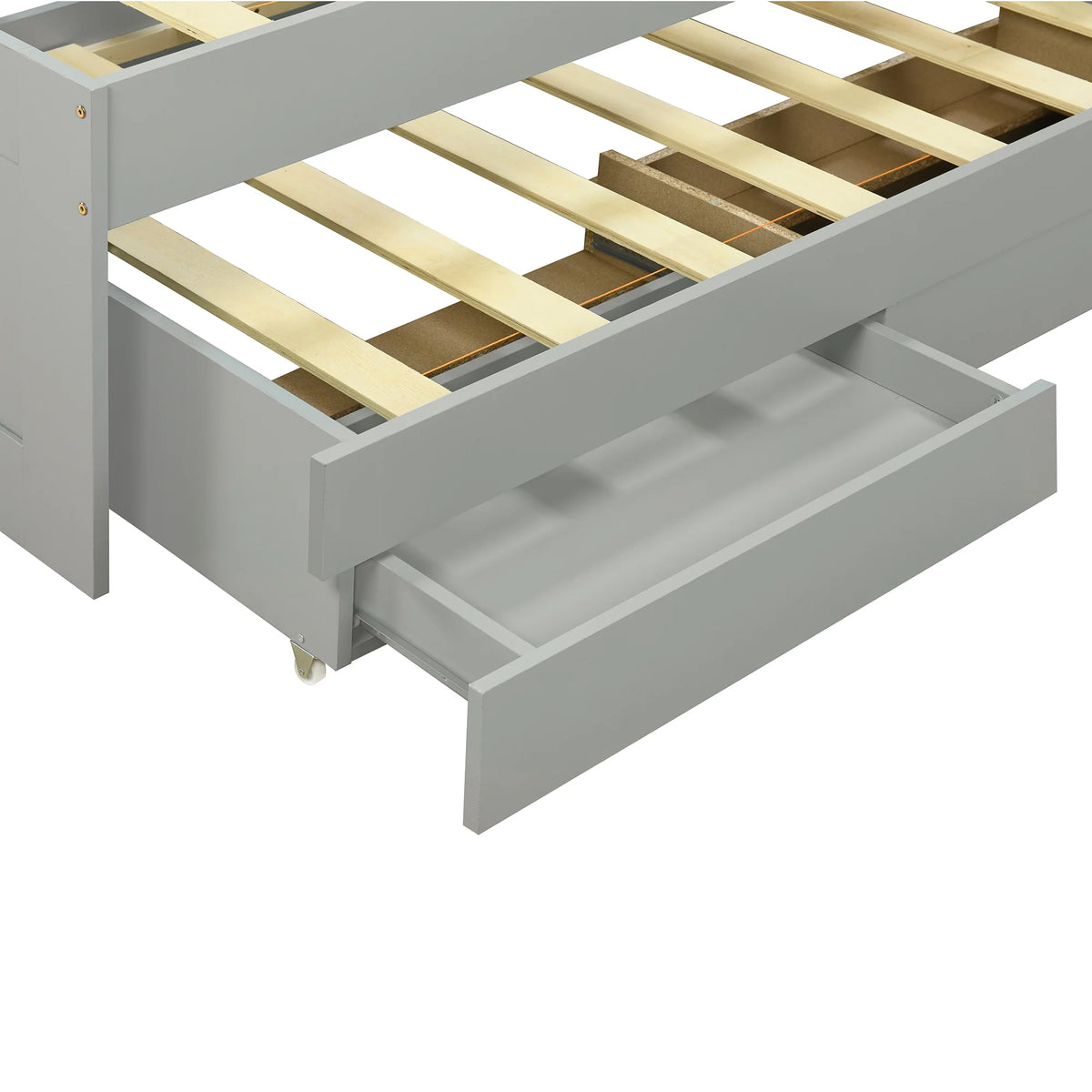 Gray Wood Twin XL Platform Bed with Storage and Drawers V1061