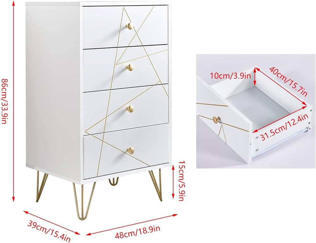 White 4 Drawer Wood Chest of Drawer S1279