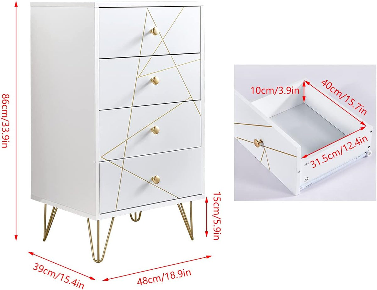 White 4 Drawer Wood Chest of Drawer S1279