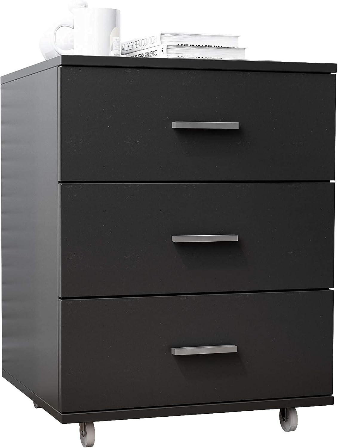 3 Drawer Rolling Wooden File Cabinet with Lockable Casters U47215
