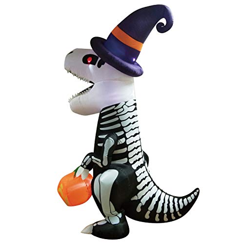 8 FT Inflatable Skeleton Dinosaur with Pumpkin U31545