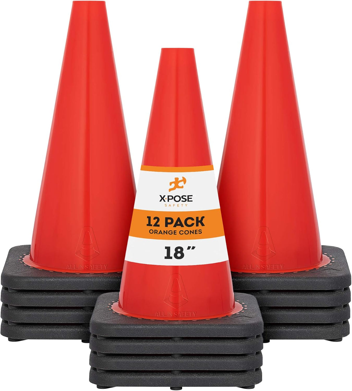 18 Inch Orange PVC Safety Cone Pack of 2 P947176