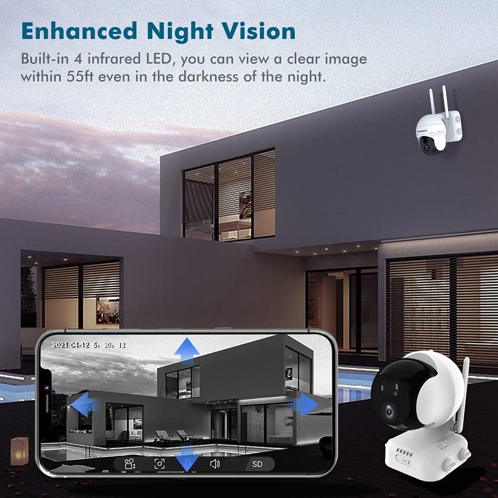 Wireless Outdoor WiFi Pan Tilt 360-degree Solar Security Camera I29821