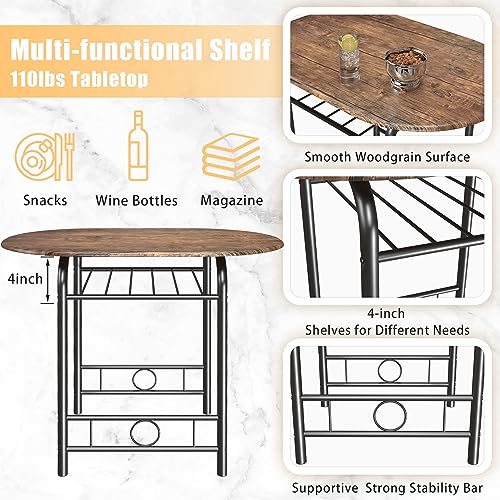 3-Piece Wooden Round Table & Chair Set W422