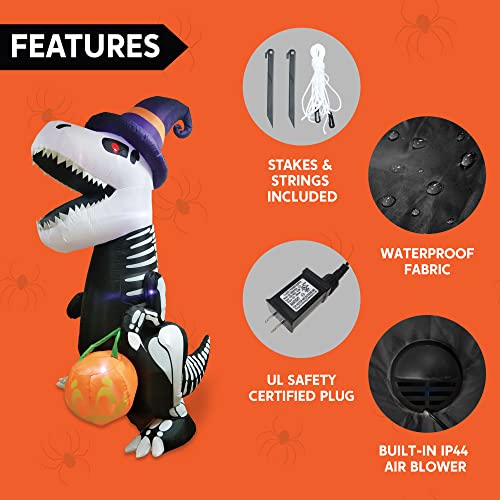 8 FT Inflatable Skeleton Dinosaur with Pumpkin U31545