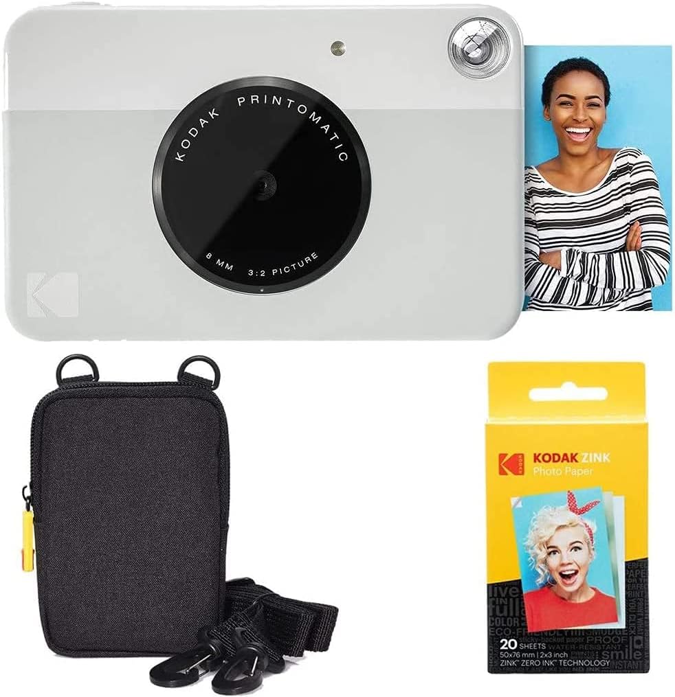 Grey Instant Camera with Zink Paper and Case M12872