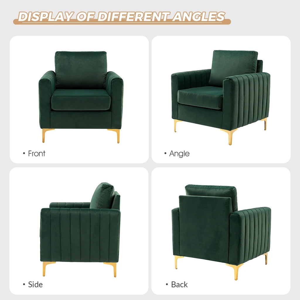 Modern Velvet Accent Arm Chair with Golden Legs N6181