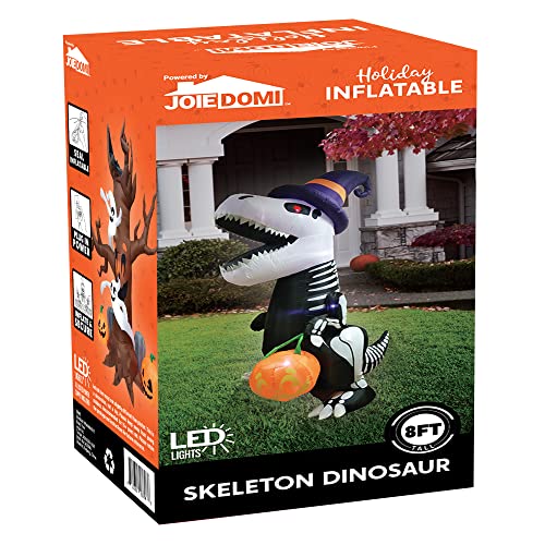 8 FT Inflatable Skeleton Dinosaur with Pumpkin U31545