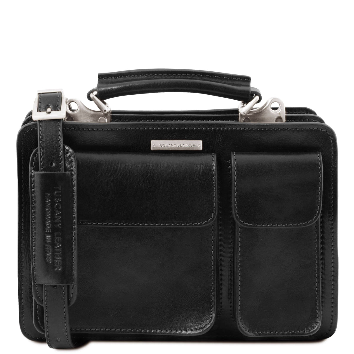 Black Leather Lady Handbag Y38496